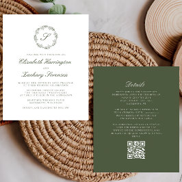 Lámina Invitación de boda con código QR de monograma en v
