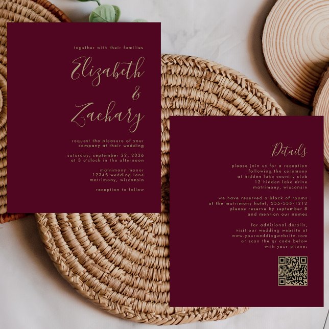 Lámina Invitación de boda con código QR de oro de Presupu (Subido por el creador)