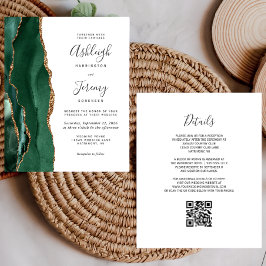 Lámina Invitación de Boda con Código QR de Oro Verde Esme