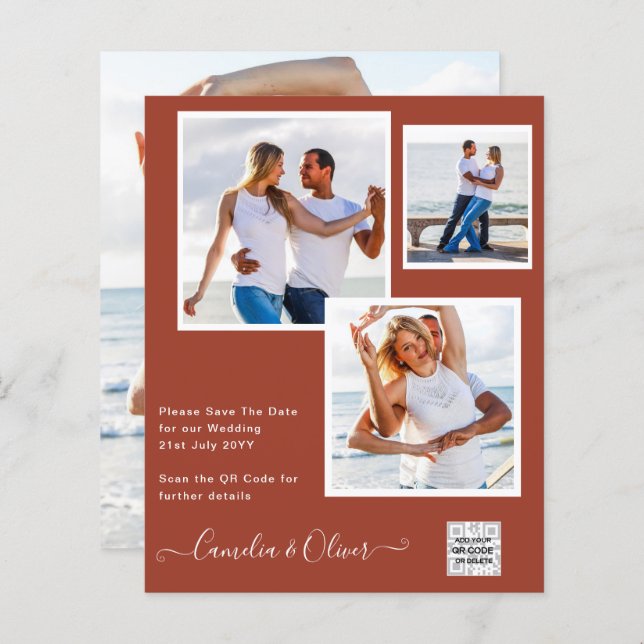 Lámina Invitación de boda con código QR de respuesta mode (Anverso / Reverso)