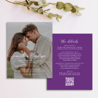 Lámina Invitación de boda con código QR económico, elegan