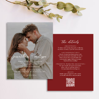 Lámina Invitación de boda con código QR económico elegant