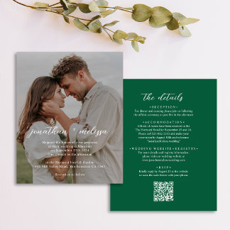 Lámina Invitación de boda con código QR económico elegant
