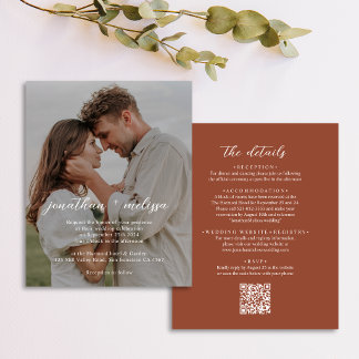 Lámina Invitación de boda con código QR económico elegant