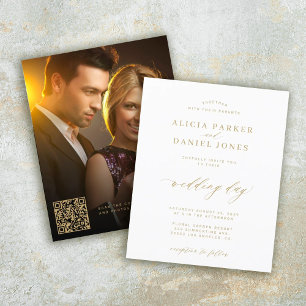 Lámina Invitación de boda con código QR económico y foto