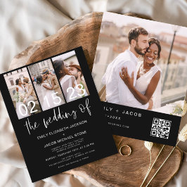 Lámina Invitación de boda con código QR en blanco y negro