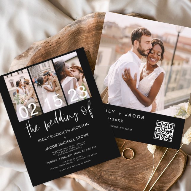 Lámina Invitación de boda con código QR en blanco y negro (Subido por el creador)