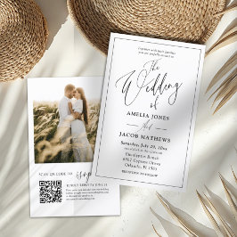 Lámina Invitación de boda con código QR en blanco y negro