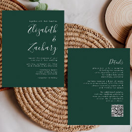 Lámina Invitación de boda con código QR esmeralda verde g