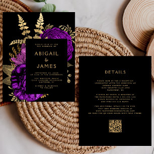 Lámina Invitación de boda con código QR floral malhumorad