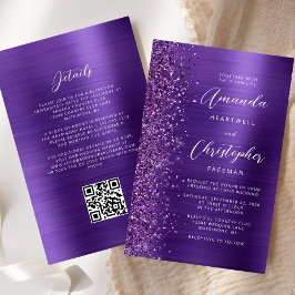 Lámina Invitación de Boda con Código QR Glamour Púrpura P