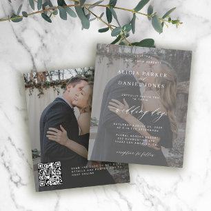 Lámina Invitación de boda con código QR moderna y económi