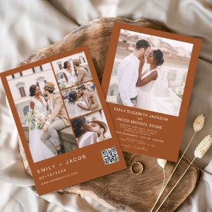 Lámina Invitación de boda con código QR naranja quemada p