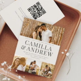 Lámina Invitación de boda con código QR para 4 fotos mode