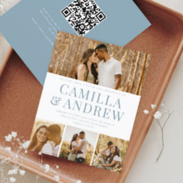 Lámina Invitación de boda con código QR para 4 fotos mode