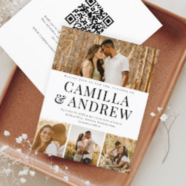 Lámina Invitación de boda con código QR para 4 fotos mode