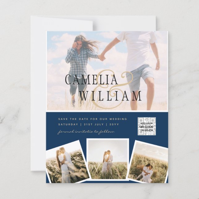 Lámina Invitación de Boda con Código QR para Guardar Fech (Anverso)