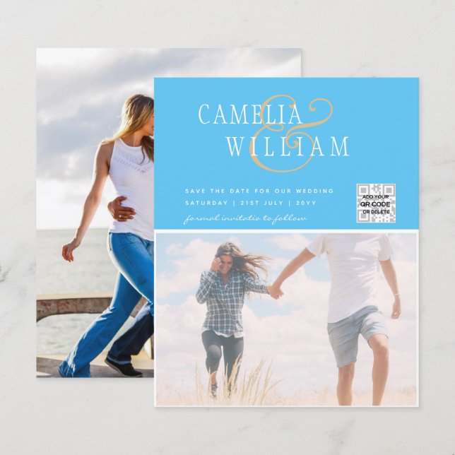 Lámina Invitación de Boda con Código QR para Guardar Fech (Anverso / Reverso)
