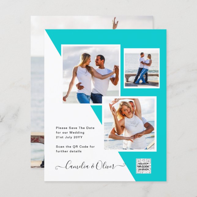 Lámina Invitación de boda con código QR para guardar fech (Anverso / Reverso)