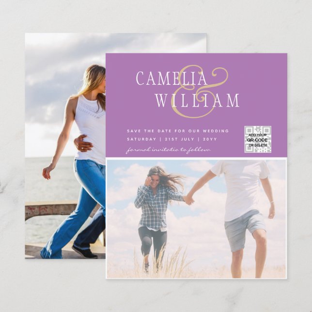 Lámina Invitación de Boda con Código QR para Guardar Fech (Anverso / Reverso)