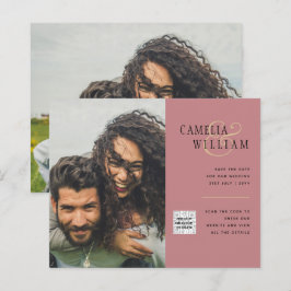 Lámina Invitación de boda con código QR para guardar la f