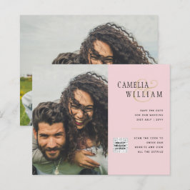 Lámina Invitación de boda con código QR para guardar la f