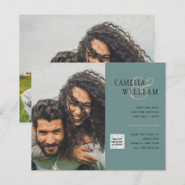 Lámina Invitación de boda con código QR para guardar la f