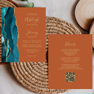 Lámina Invitación de Boda con Código QR Presupuesto Verde