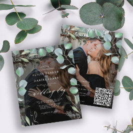 Lámina Invitación de boda con código QR y foto de eucalip