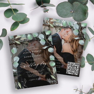 Lámina Invitación de boda con código QR y foto de eucalip