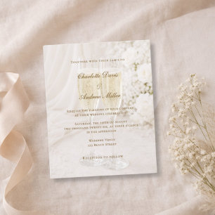 Lámina Invitación de boda con copa de champán con suave d