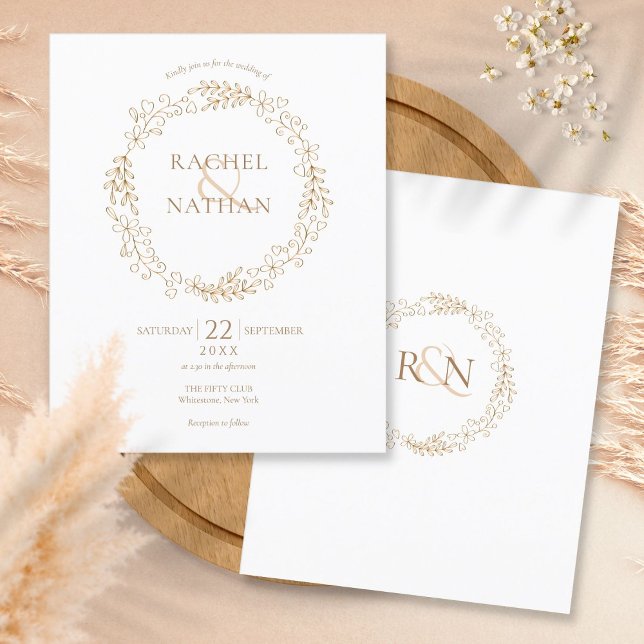 Lámina Invitación de boda con corona de laurel económica (Subido por el creador)