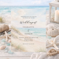 Invitación de boda con dunas de arena de playa en