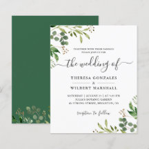 Invitación de boda con eucalipto económica
