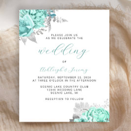 Lámina Invitación de boda con flores acuáticas y escritur