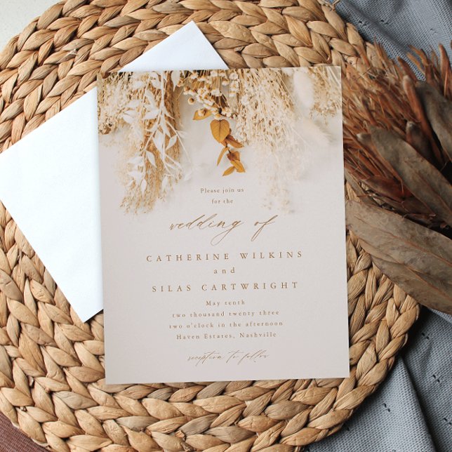 Lámina Invitación de boda con flores de otoño Boho económ (Subido por el creador)