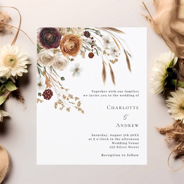 Lámina Invitación de boda con flores de pampas beige de B (Subido por el creador)