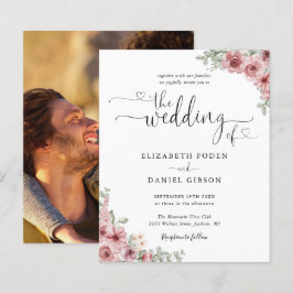 Lámina Invitación de boda con flores de rosa de presupues