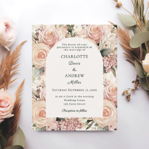 Lámina Invitación de boda con flores de rosa polvorienta
