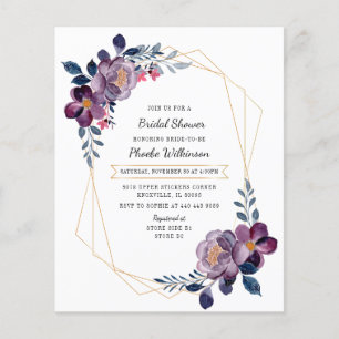 Lámina Invitación de boda con flores moradas presupuesto