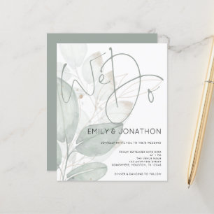 Lámina Invitación de boda con follaje de acuarela Presupu