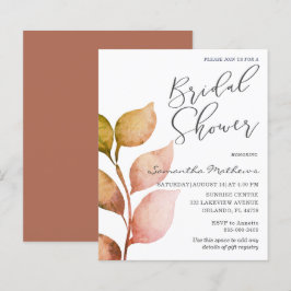 Lámina Invitación de boda con follaje de terracota económ