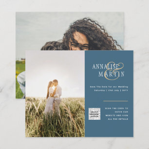 Lámina Invitación de boda con foto AZUL con presupuesto p