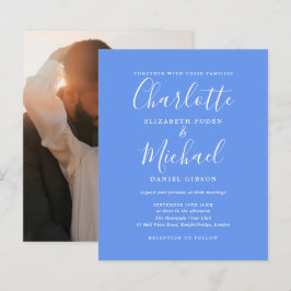 Lámina Invitación de boda con foto azul de aciano presupu