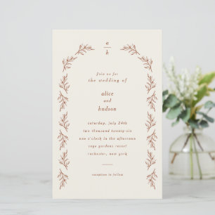 Lámina Invitación de boda con foto boho de arco de rama p