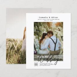 Lámina Invitación de boda con foto clásica blanca presupu