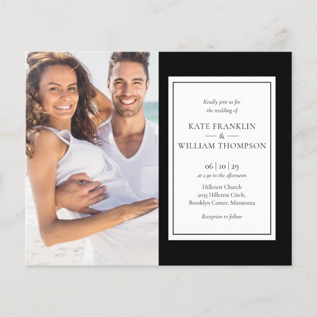 Lámina Invitación de boda con foto clásica todo en uno ec (Anverso)