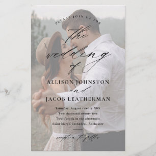Lámina Invitación de boda con foto con guión elegante eco