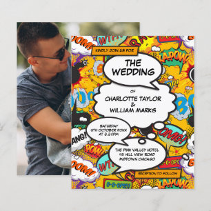 Lámina Invitación de boda con foto de cómic divertida y e