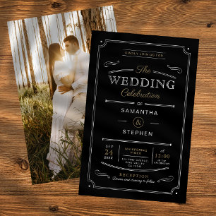 Lámina Invitación de Boda con Foto de Estilo Vintage Econ